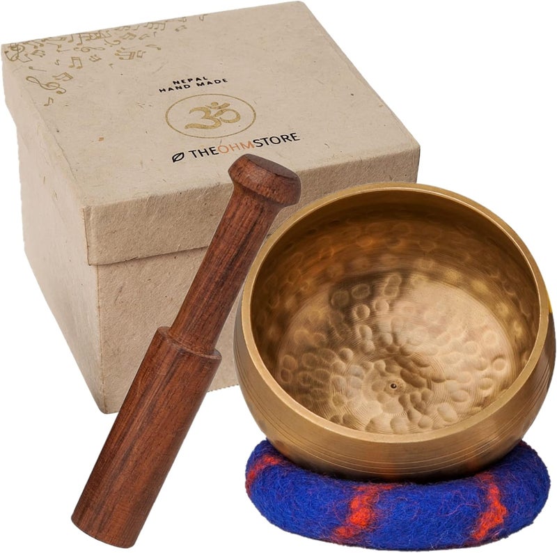 Ohm Handcrafted Tibetan Singing Bowl Gift Set – 3.5” Sound Bowl for Meditation, Sound Healing & Yoga – Mindfullness Christmas Gift – Authentic Hand-Hammered in Nepal - The Store - Image 1