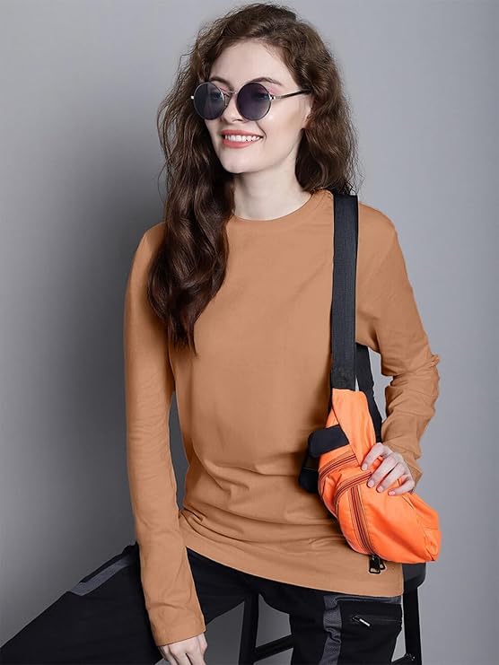 JUNEBERRY® Cotton Round Neck Regular Fit Plain Solid Full Sleeve T-Shirt Combo for Women (Pack of 3) (PO3_JB_FS_SW_GR_CR_M) - Image 4