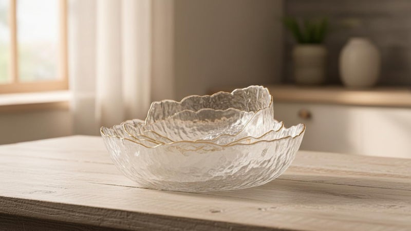 Bowl Set (3 Pieces) Decorative Glass Salad Bowl Kitchen Bowls,Ice Cream Bowl,Popcorn Serving Bowls,Dessert Plates for Dining Table Generic - Image 5