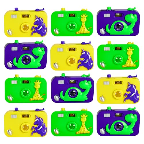 Playbees Toy Camera for Kids 12 Pack Wild One Party Favors Camera Toy for Childrens Pretend Play Prop with Images in Viewfinder Birthday Party Favors Idea for Boys Girls - Image 1