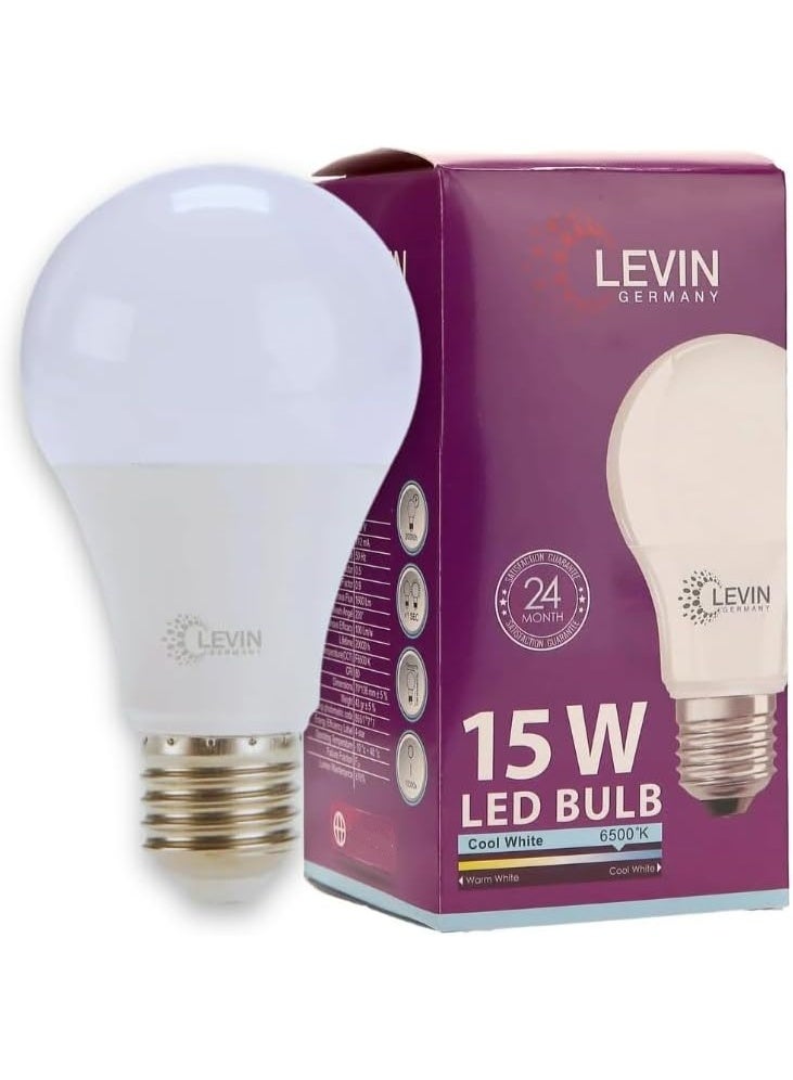 Levin Germany 6500K Led Cool White E27 Screw Type Bulb 15W - Image 1