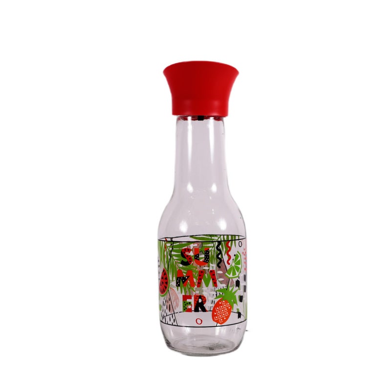 Herevin Decorated Carafe - 1 Liter Capacity, Glass Construction, Drip-Free Pouring, Made in Turkey (Home, Dining, Entertaining, Housewarming), Red Cover - Image 2