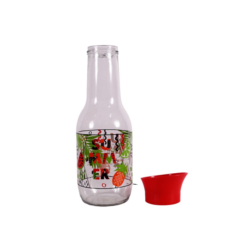 Herevin Decorated Carafe - 1 Liter Capacity, Glass Construction, Drip-Free Pouring, Made in Turkey (Home, Dining, Entertaining, Housewarming), Red Cover - Image 3