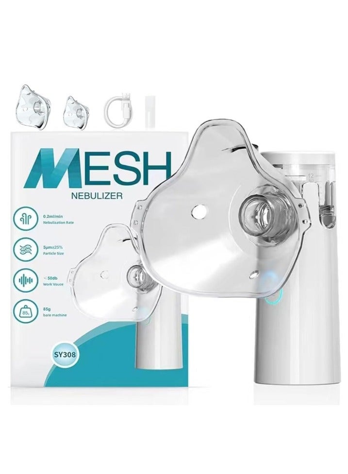 جهاز بخار محمول صامت للأطفال والكبار مع قناعين وفوهة استنشاق، مناسب للاستخدام في المنزل والمكتب وخارج المنزل
