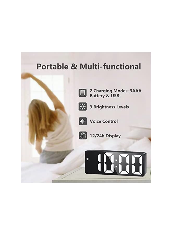 IAF LED Digital Alarm Clock: Electric Nightlight Clock with 3 Adjustable Brightness, Voice Control Desk Clock with Date/Month/Temperature Displayed, Clock with USB/Battery Powered for Home Bedroom - Image 2
