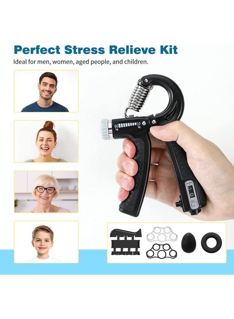 Halamine Grip Strength Trainer, 6Pcs Hand Grip StrengthTrainer Kit with Finger Exerciser, Stress Relief Balland Forearm Workout Ring for Muscle Building andInjury Recover - Image 5