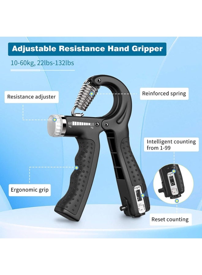 Halamine Grip Strength Trainer, 6Pcs Hand Grip StrengthTrainer Kit with Finger Exerciser, Stress Relief Balland Forearm Workout Ring for Muscle Building andInjury Recover - Image 2