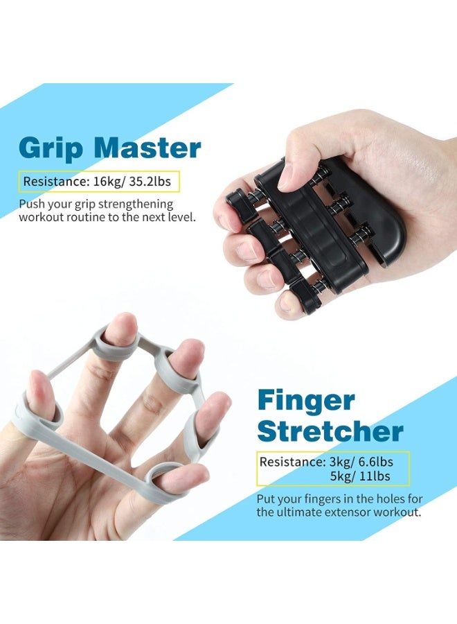 Halamine Grip Strength Trainer, 6Pcs Hand Grip StrengthTrainer Kit with Finger Exerciser, Stress Relief Balland Forearm Workout Ring for Muscle Building andInjury Recover - Image 3