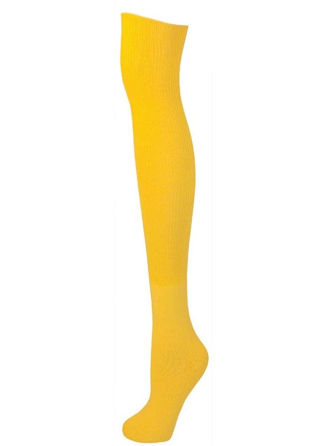 AJs Thick Solid Knee High Tube Socks - Lemon Yellow
