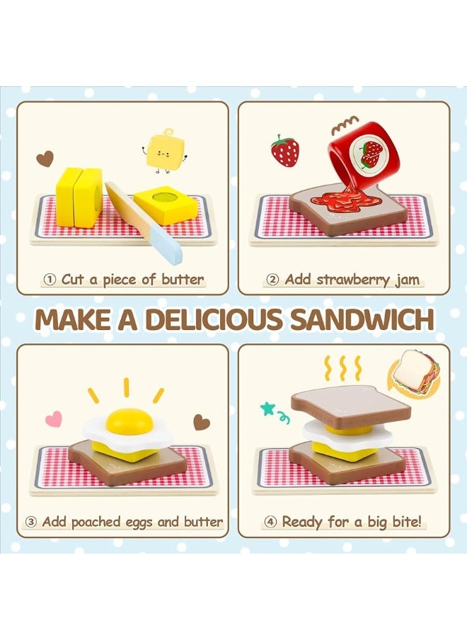 Airlab - Airlab Play Kitchen Accessories Toddlers 1-3 Wooden Pop-up Toaster Toy Play Food Kids Age 1 2 3, Bread, Butter, Poached Egg Cutting Pretend Toys for 2-4 Year Old Toddlers Boys Girls - Image 1