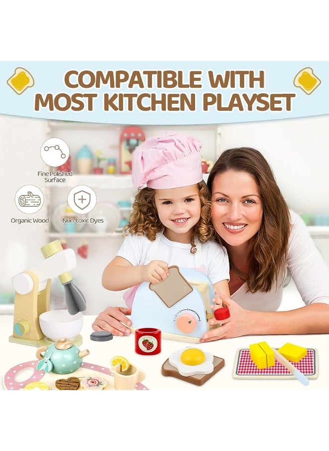 Airlab - Airlab Play Kitchen Accessories Toddlers 1-3 Wooden Pop-up Toaster Toy Play Food Kids Age 1 2 3, Bread, Butter, Poached Egg Cutting Pretend Toys for 2-4 Year Old Toddlers Boys Girls - Image 1