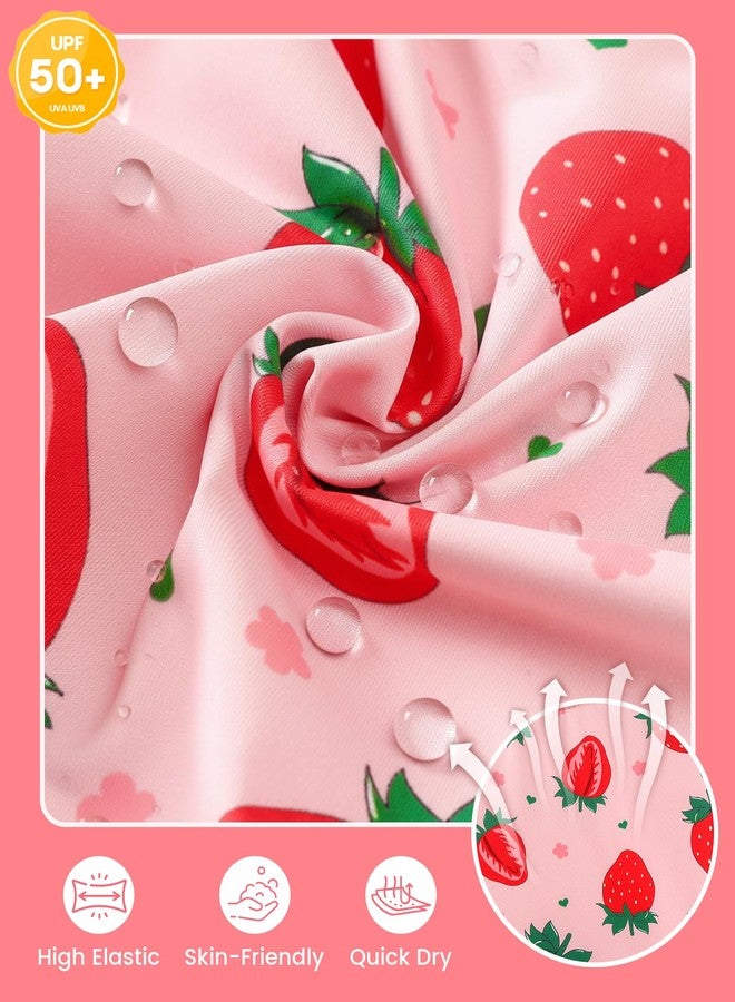 Mioglrie Bathing Suits for Toddler Girls 2 Years Rash Guard Swimsuit Sets Two Piece Long Sleeve Ruffle Red Floral Print Swimwear with Bikini Bottoms - Image 5