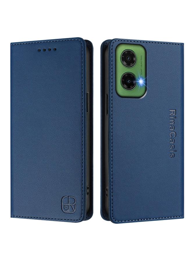 erorex Case For Motorola Moto G35 RC01 Dual-Folded Magnetic Suction RFID Leather Phone Case - Image 2