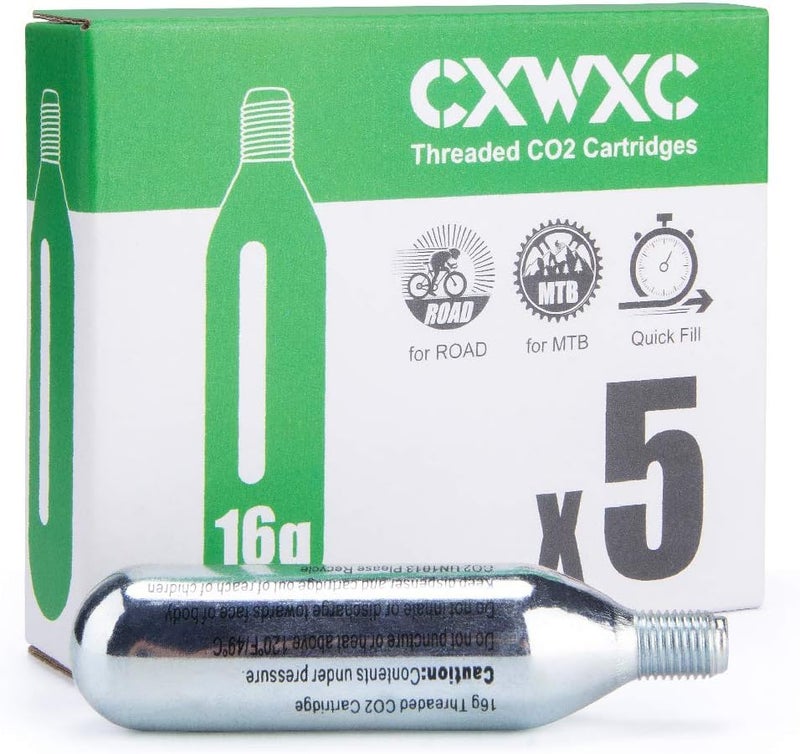 CXWXC خرطوشة CO2 مل threaded 16g / 25g أو مضخة CO2 لإطارات الدراجات - خرطوشة لمضخة CO2 مع اتصال مل threaded، مضخة CO2 للدراجات على الطرق والجبال - Image 1