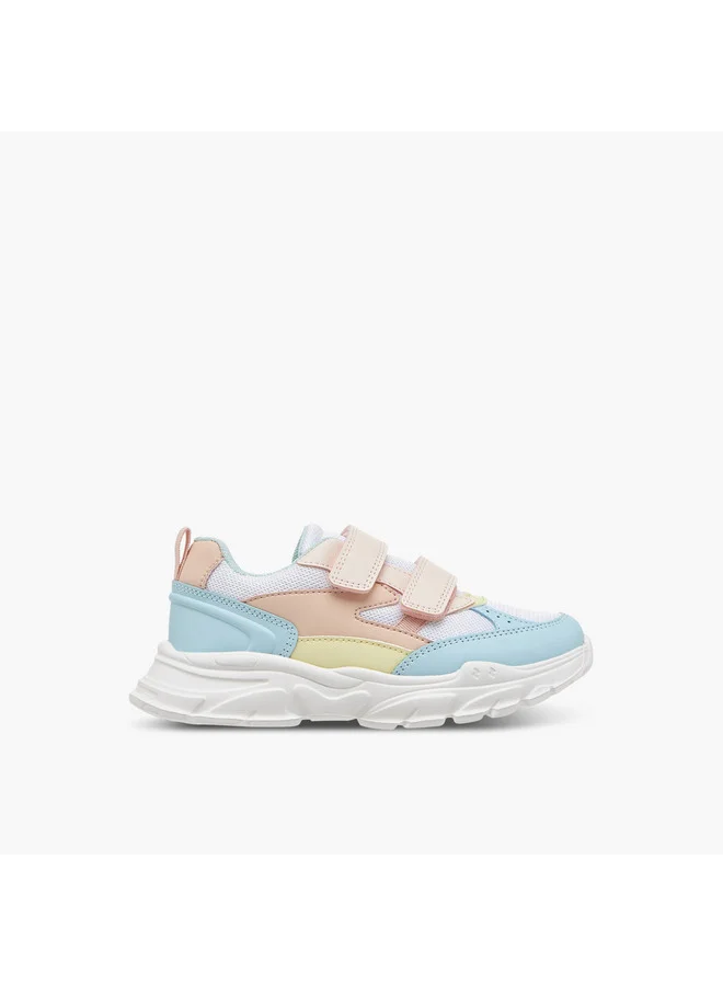 Little Missy Girls Panelled Sneakers with Hook and Loop Closure