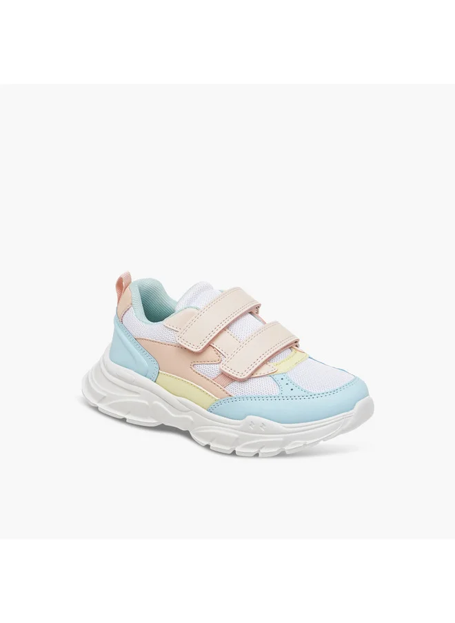 Little Missy Girls Panelled Sneakers with Hook and Loop Closure