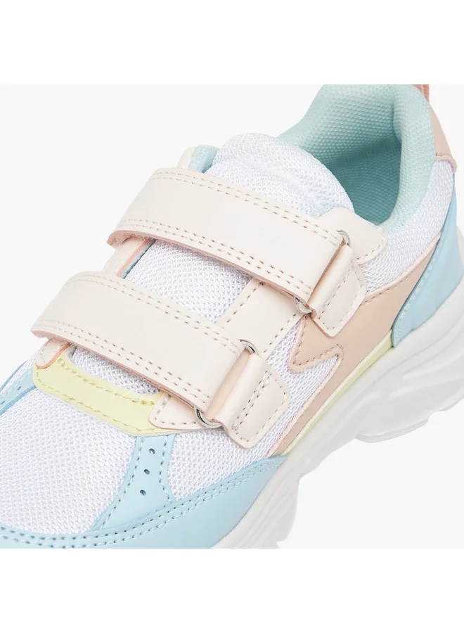 Little Missy Girls Panelled Sneakers with Hook and Loop Closure