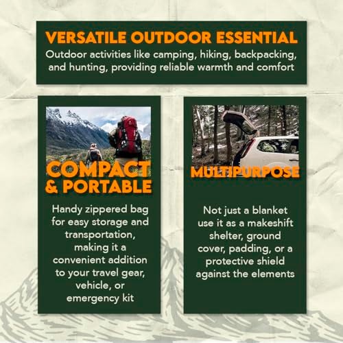 SE 51"x 80" Multipurpose Gray Wool Blanket - 50% Wool, Lightweight 2 lb, Zippered Bag Included - Ideal for Camping, Hiking, Emergency Survival - Image 3