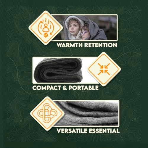 SE 51"x 80" Multipurpose Gray Wool Blanket - 50% Wool, Lightweight 2 lb, Zippered Bag Included - Ideal for Camping, Hiking, Emergency Survival - Image 5