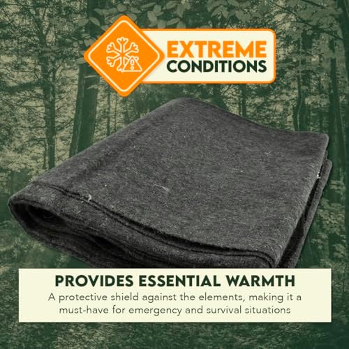 SE 51"x 80" Multipurpose Gray Wool Blanket - 50% Wool, Lightweight 2 lb, Zippered Bag Included - Ideal for Camping, Hiking, Emergency Survival - Image 4