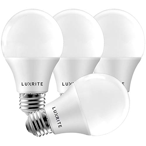 LUXRITE A19 LED Light Bulb 60W Equivalent, 3000K Soft White Dimmable, 800 Lumens, Standard LED Bulb 9W, E26 Base, Energy Star, Enclosed Fixture Rated, Perfect for Lamps and Home Lighting (4 Pack) - Image 1