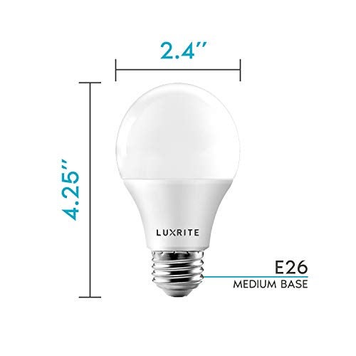 LUXRITE A19 LED Light Bulb 60W Equivalent, 3000K Soft White Dimmable, 800 Lumens, Standard LED Bulb 9W, E26 Base, Energy Star, Enclosed Fixture Rated, Perfect for Lamps and Home Lighting (4 Pack) - Image 5