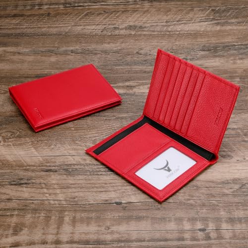 HISCOW Italian Leather Passport Holder for Travel RFID Blocking Wallet Cover with Secure Organizer for Men Women US Foreign Trips Red - Image 3