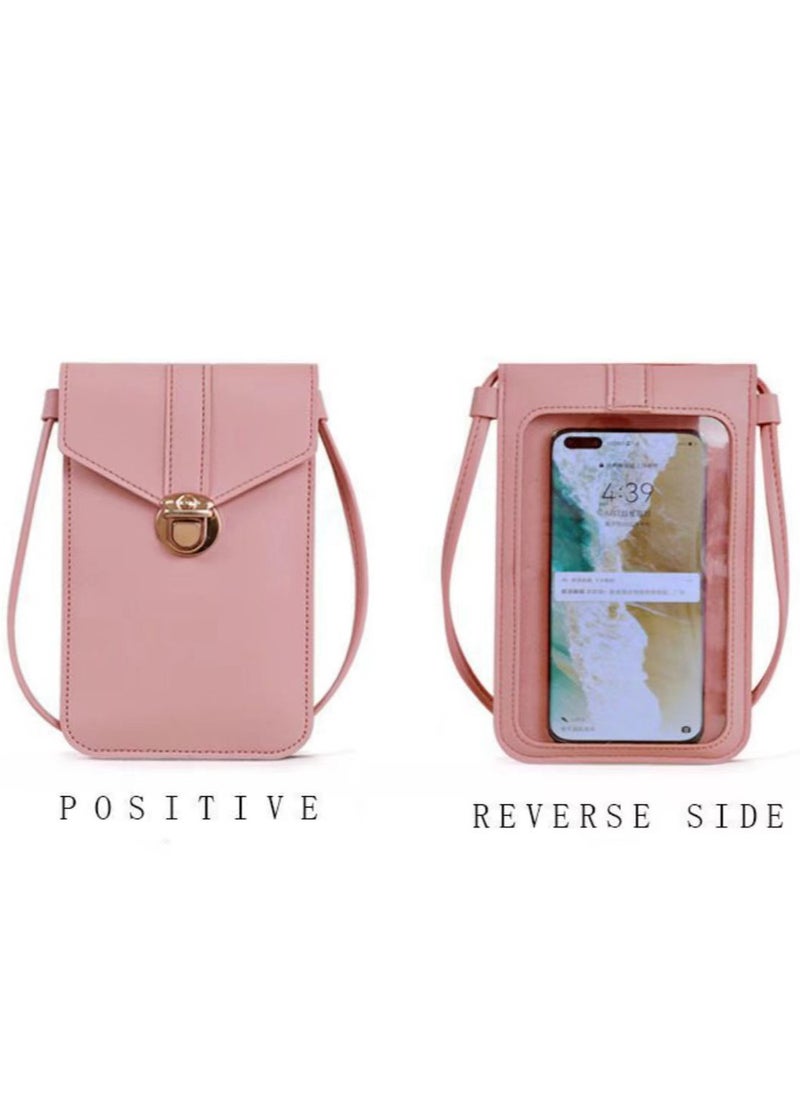 Generic - Stylish Pink Minimalist Phone Small Bag,Back Touch-Screen Function,Pouch - Image 1