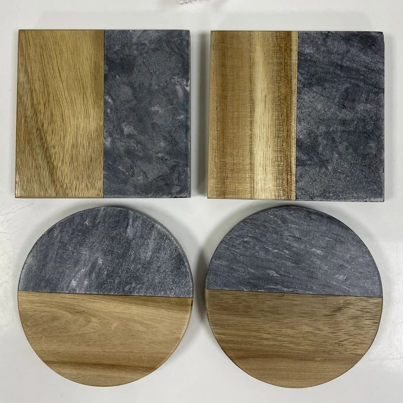 Y&D High-Quality Round Wooden Marble Coasters for Home Bar & Table – European Style Drink Coasters for Cups, Tea, and Glassware - Image 4