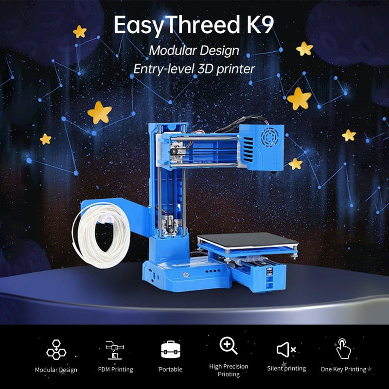 Mini 3D Printer Desktop Printing Machine 100x100x100mm Print Size Removable Platform One Key Printing With TF Card PLA Sample Filament For Beginners Student Education Blue - Image 4