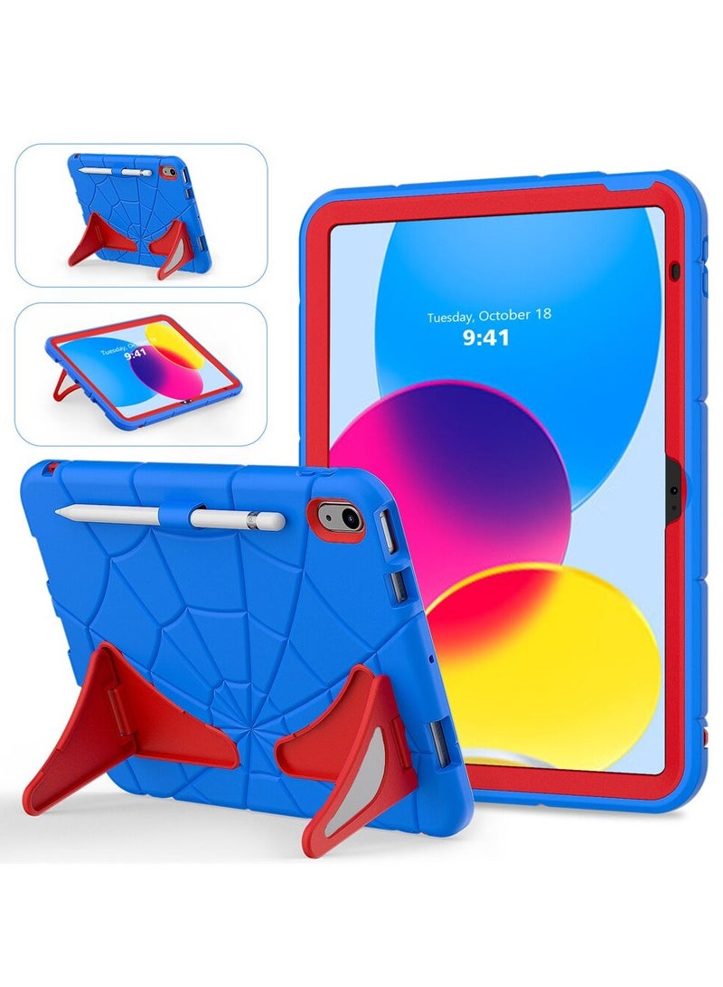 Kids Case for iPad 10th Generation Case 2022 10.9 Inch with Pencil Holder, Durable Shockproof Stand Kids Case for Apple iPad 10 Gen 2022 (Blue-red) - Image 1