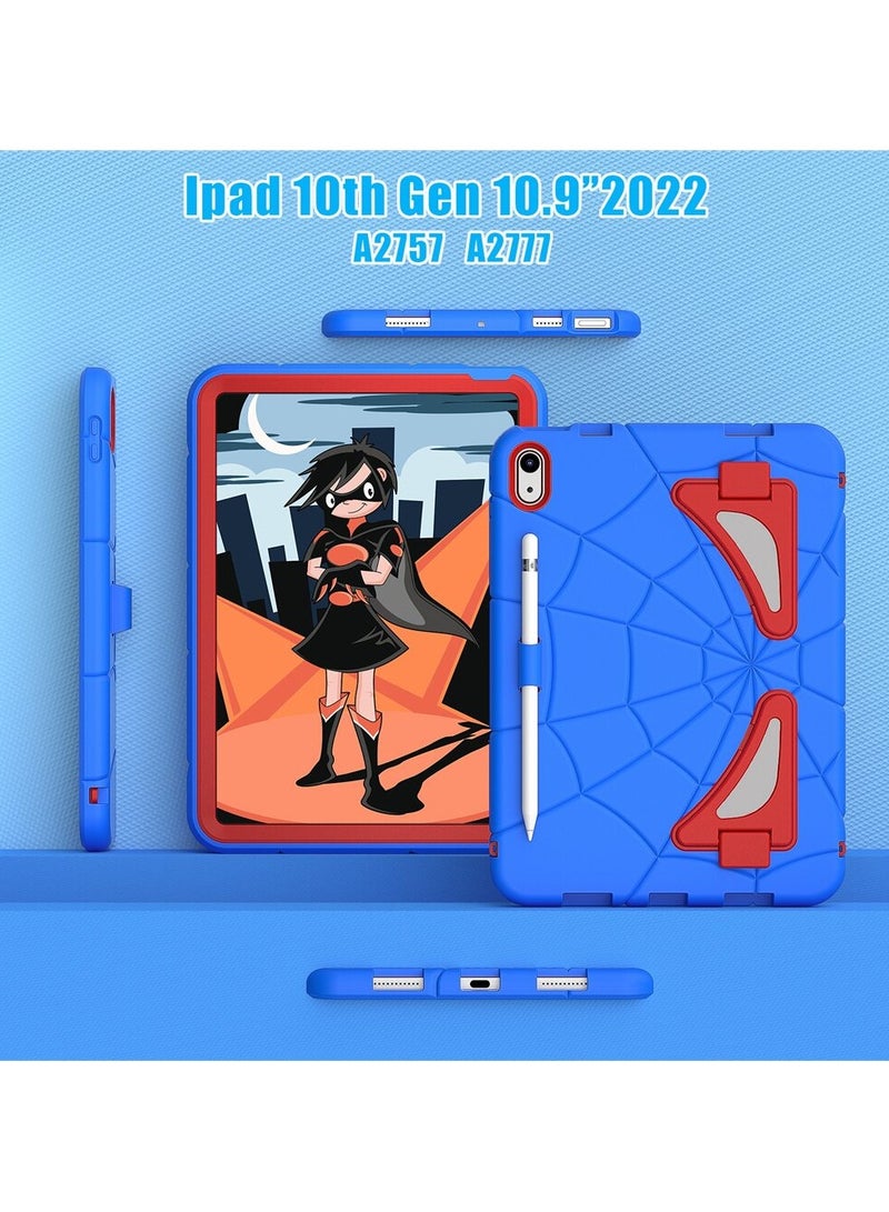 Kids Case for iPad 10th Generation Case 2022 10.9 Inch with Pencil Holder, Durable Shockproof Stand Kids Case for Apple iPad 10 Gen 2022 (Blue-red) - Image 2
