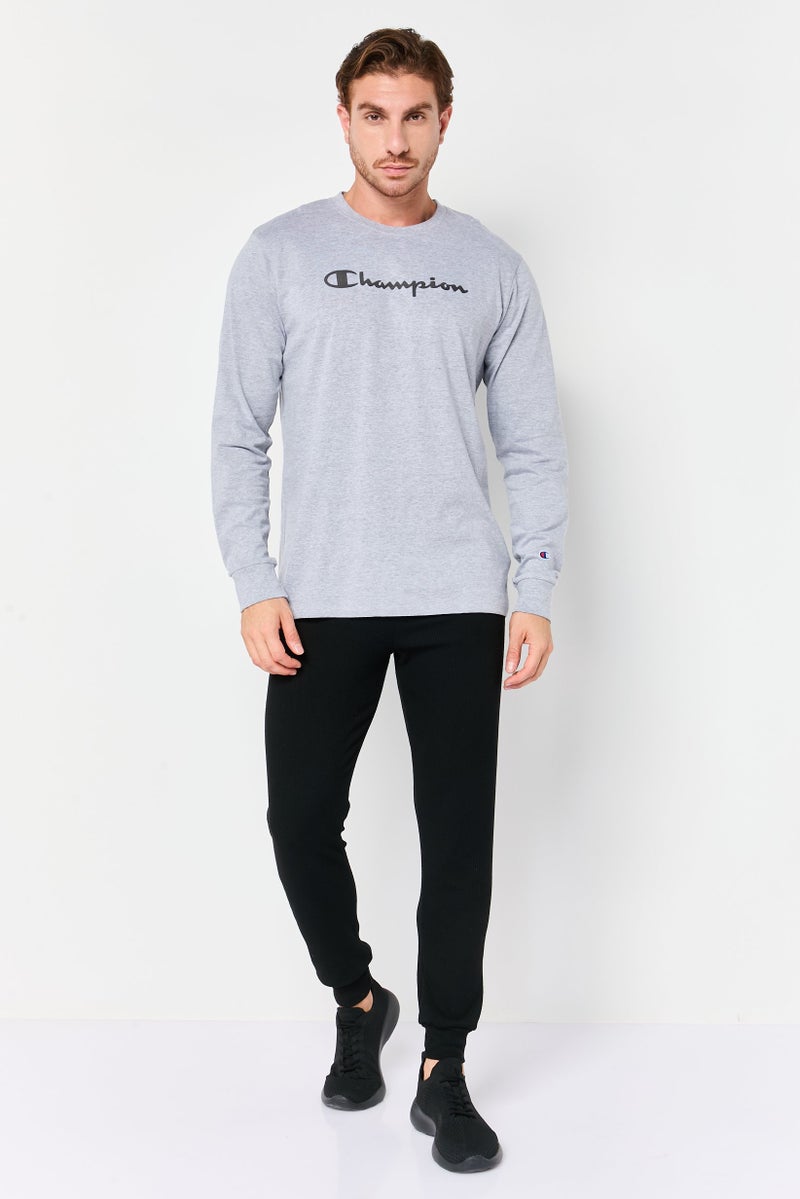 Champion تي شيرت رياضي للرجال بأكمام طويلة مناسب في الهواء الطلق، رمادي - Image 2