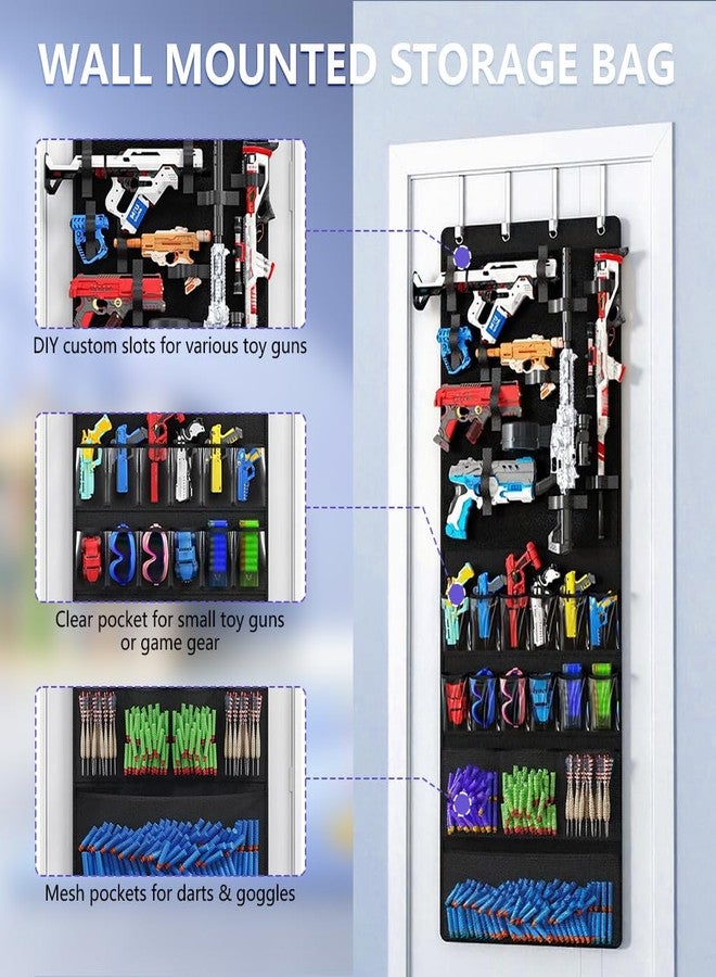 PATPAT® 60x170CM Wall Hanging Toy Storage Organiser with Over The Door Hooks, Multiple Pockets Door Back Hanging Storage Bag for Toy, Tools, Accessories, 20Pcs Hook and Loop Fastener Straps - Image 3