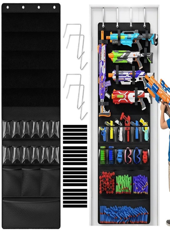 PATPAT® 60x170CM Wall Hanging Toy Storage Organiser with Over The Door Hooks, Multiple Pockets Door Back Hanging Storage Bag for Toy, Tools, Accessories, 20Pcs Hook and Loop Fastener Straps - Image 1