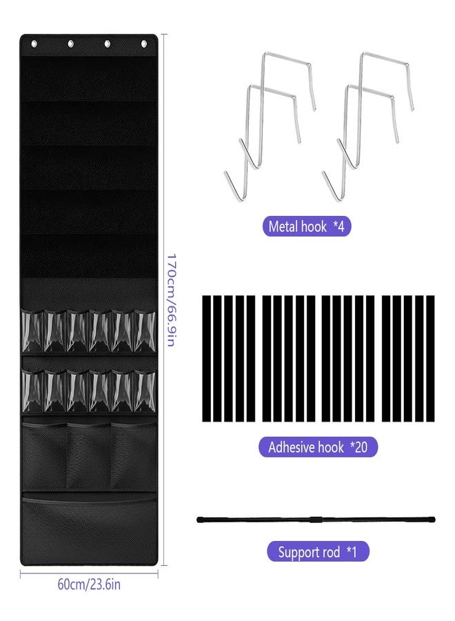 PATPAT® 60x170CM Wall Hanging Toy Storage Organiser with Over The Door Hooks, Multiple Pockets Door Back Hanging Storage Bag for Toy, Tools, Accessories, 20Pcs Hook and Loop Fastener Straps - Image 2