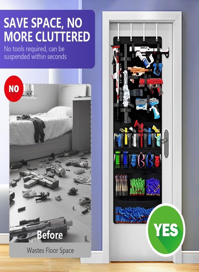 PATPAT® 60x170CM Wall Hanging Toy Storage Organiser with Over The Door Hooks, Multiple Pockets Door Back Hanging Storage Bag for Toy, Tools, Accessories, 20Pcs Hook and Loop Fastener Straps - Image 5