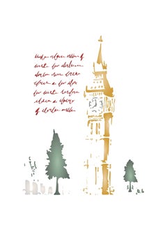 Usnyabni Stencils for Walls: Big Ben Stencil, 8.5 x 11 inch (M) - Scenery Mask Backdrop London Landmark Clock Tower Script Stencils for Painting Template  - Image 1