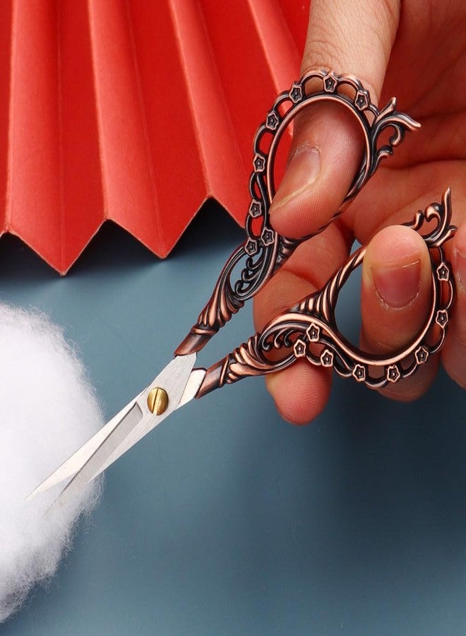 Jasni Pretty Embroidery Scissors 5 Inch Small Sewing Crafting Stainless Steel Vintage peach blossom handle for DIY tools Craft Tailor Threading Shears 2 Packs with cover (Red bronze and Color) - Image 4