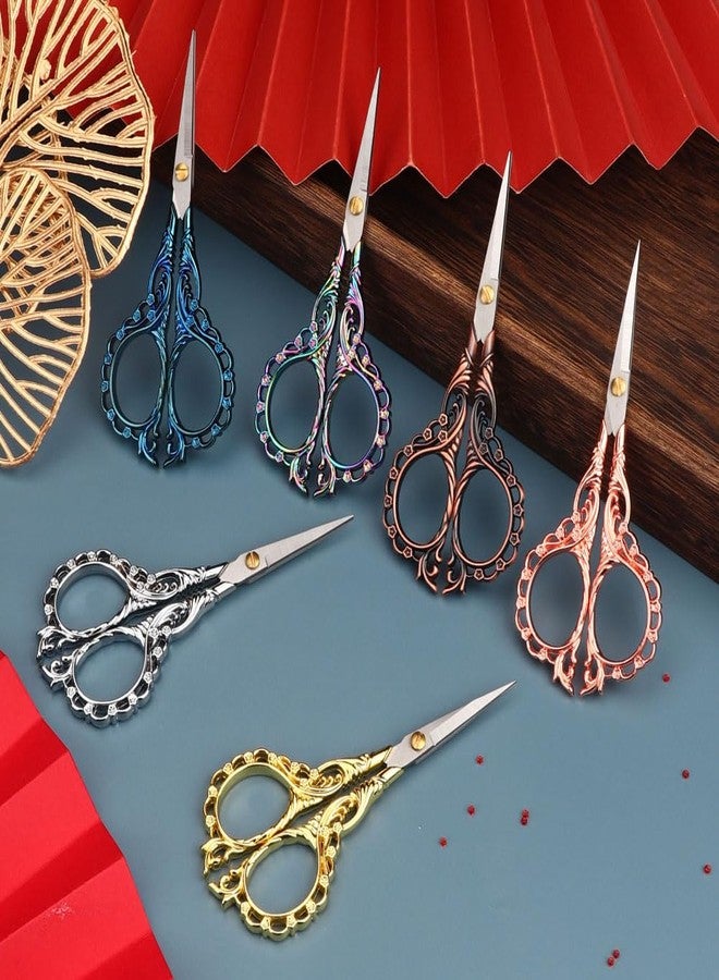 Jasni Pretty Embroidery Scissors 5 Inch Small Sewing Crafting Stainless Steel Vintage peach blossom handle for DIY tools Craft Tailor Threading Shears 2 Packs with cover (Red bronze and Color) - Image 5