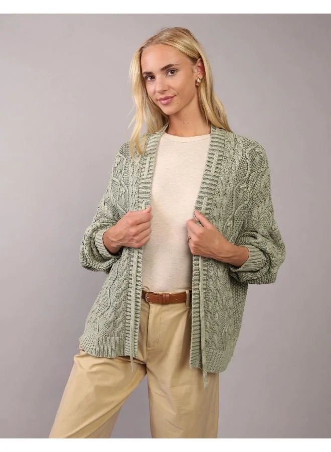 American Eagle AE Open Front Cable Cardigan