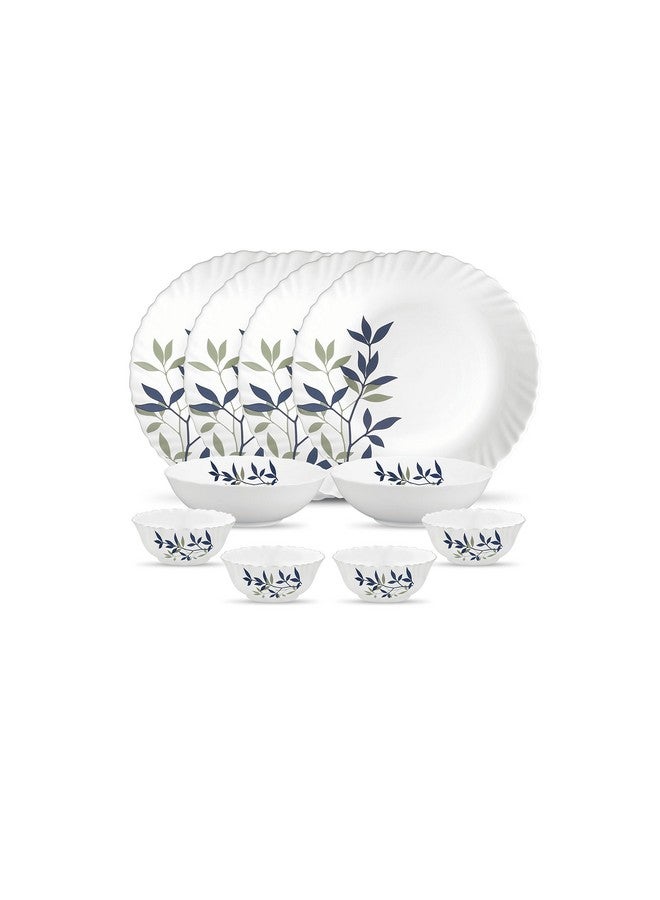 La Opala Novo Collection Opal Glass Crockery | for Family of 4 | Dinner Set 10 pcs Silken Charm | Plates & Bowls for Dining | Microwave Safe | 100% Vegetarian | Extra Strong | Light & White - Image 1