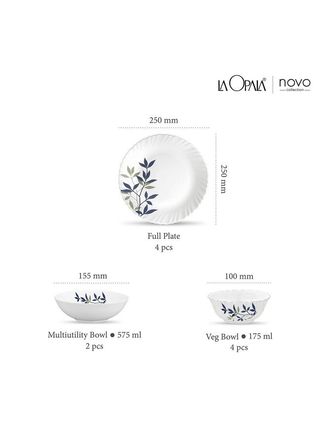 La Opala Novo Collection Opal Glass Crockery | for Family of 4 | Dinner Set 10 pcs Silken Charm | Plates & Bowls for Dining | Microwave Safe | 100% Vegetarian | Extra Strong | Light & White - Image 3