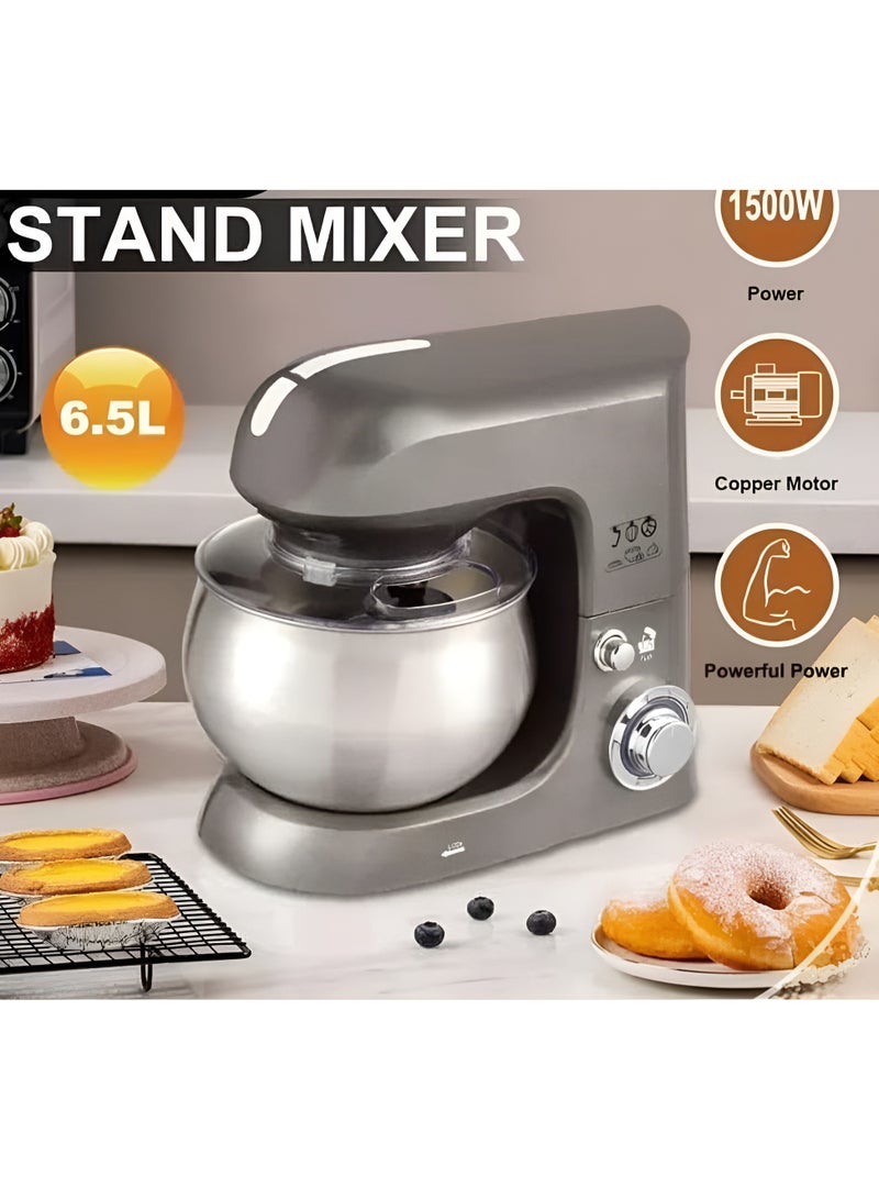 Stand Mixer with Bowl 6.5L Powerful Kitchen Mixer for Baking, 6-Speed Tilt Head Food Mixer with Large Bowl, Dough Hook, Whisk, and Beater Attachments Perfect for Bread, Cake, and More 1500W  - Image 3