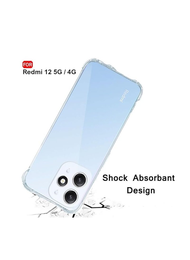 حافظة Redmi 12 5G، لحافظة هاتف Redmi 12 4G واضحة، زوايا معززة مقاومة للخدش غلاف TPU مطاطي ناعم سيليكون واقي لهاتف Xiaomi Redmi 12 2023 (شفافة تمامًا) - Image 2