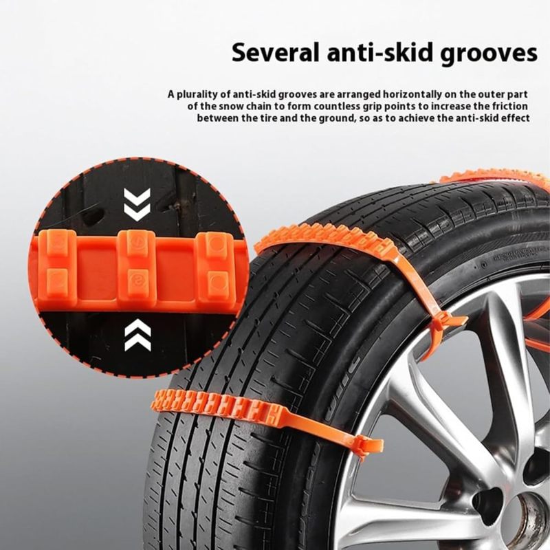Reusable Snow Chains: 20pcs Orange - Quick Installation Without Moving Vehicle Anti-slip Bidirectional Nails Tire Snow Chains for Trucks SUVs Mini Vans Passenger Cars - Image 4