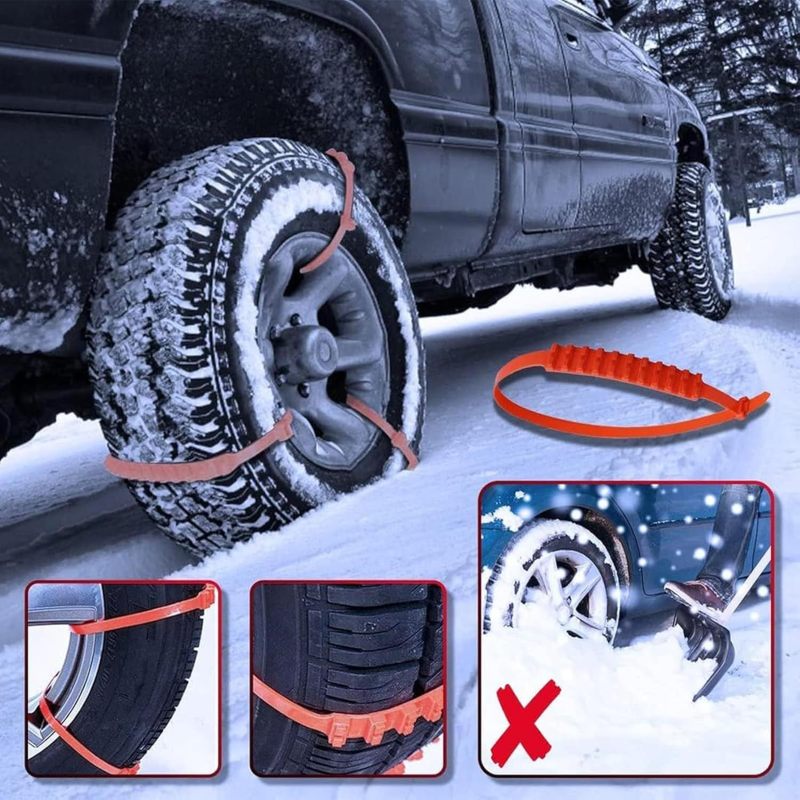 Reusable Snow Chains: 20pcs Orange - Quick Installation Without Moving Vehicle Anti-slip Bidirectional Nails Tire Snow Chains for Trucks SUVs Mini Vans Passenger Cars - Image 5
