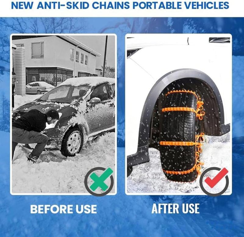 Reusable Snow Chains: 20pcs Orange - Quick Installation Without Moving Vehicle Anti-slip Bidirectional Nails Tire Snow Chains for Trucks SUVs Mini Vans Passenger Cars - Image 2
