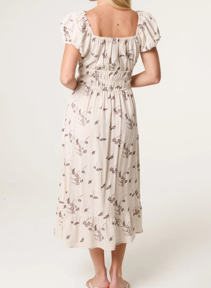 Blue Vanilla Embroidery Milkmaid Midi Dress