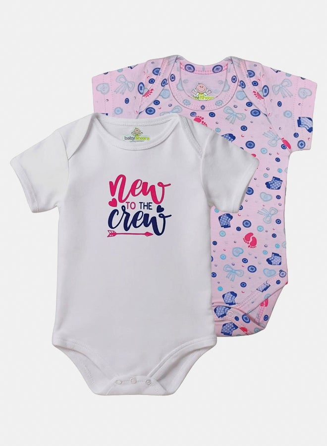 BabyShoora Baby Unisex Printed Short Sleeves Cotton Bodysuit (Pack Of 2) - Image 1